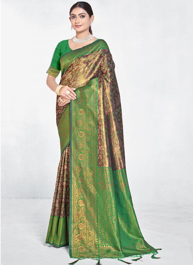 Silk Green Festival Wear Weaving Saree